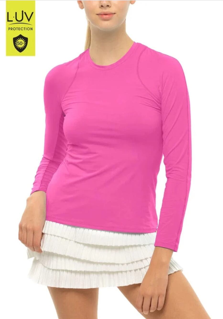 Lucky in Love L-UV Protection Long Sleeve Tennis Top Pink Size M 8-10